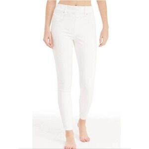 Spanx White Ankle Skinny Jeans Size M High Rise Pull On Stretchy Slimming 20271R